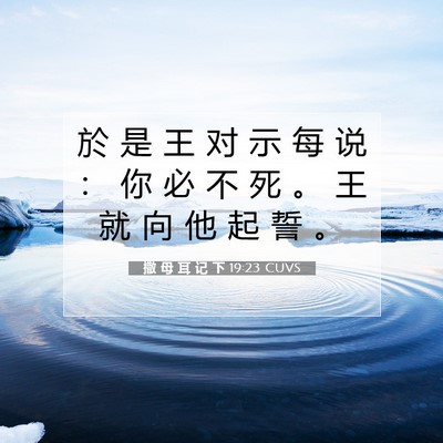Picture 07 - 撒 母 耳 记 下 19:23 CUVS - 於 是 王 对 示 每 说 ： 你 必 不 死 - Bible Verse Picture