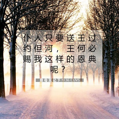 Picture 07 - 撒 母 耳 记 下 19:36 CUVS - 仆 人 只 要 送 王 过 约 但 河 ， 王 - Bible Verse Picture
