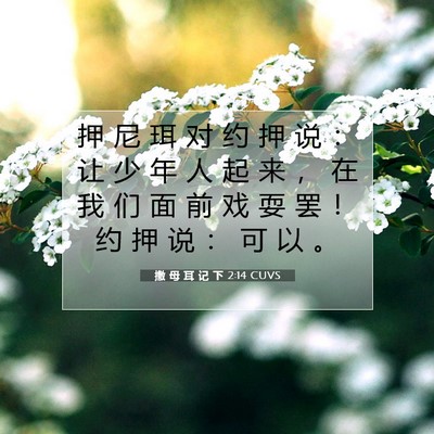 Picture 07 - 撒 母 耳 记 下 2:14 CUVS - 押 尼 珥 对 约 押 说 ： 让 少 年 人 - Bible Verse Picture