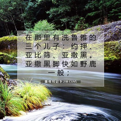 Picture 07 - 撒 母 耳 记 下 2:18 CUVS - 在 那 里 有 洗 鲁 雅 的 三 个 儿 子 - Bible Verse Picture