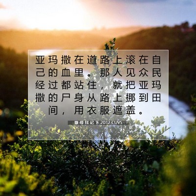 Picture 07 - 撒 母 耳 记 下 20:12 CUVS - 亚 玛 撒 在 道 路 上 滚 在 自 己 的 - Bible Verse Picture