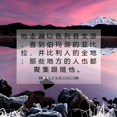 Picture 07 - 撒 母 耳 记 下 20:14 CUVS - 他 走 遍 以 色 列 各 支 派 ， 直 到 - Bible Verse Picture