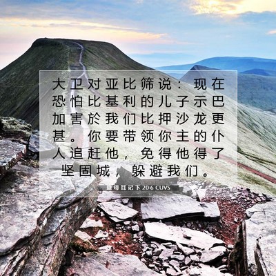 Picture 07 - 撒 母 耳 记 下 20:6 CUVS - 大 卫 对 亚 比 筛 说 ： 现 在 恐 怕 - Bible Verse Picture