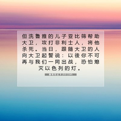 Picture 07 - 撒 母 耳 记 下 21:17 CUVS - 但 洗 鲁 雅 的 儿 子 亚 比 筛 帮 助 - Bible Verse Picture