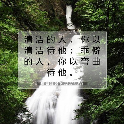 Picture 07 - 撒 母 耳 记 下 22:27 CUVS - 清 洁 的 人 ， 你 以 清 洁 待 他 ； - Bible Verse Picture