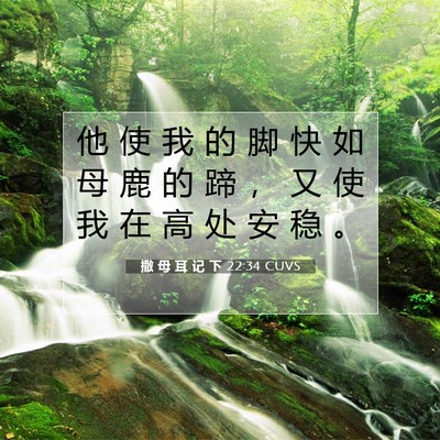 Picture 07 - 撒 母 耳 记 下 22:34 CUVS - 他 使 我 的 脚 快 如 母 鹿 的 蹄 ， - Bible Verse Picture