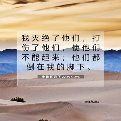Picture 07 - 撒 母 耳 记 下 22:39 CUVS - 我 灭 绝 了 他 们 ， 打 伤 了 他 们 - Bible Verse Picture
