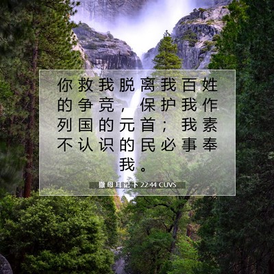 Picture 07 - 撒 母 耳 记 下 22:44 CUVS - 你 救 我 脱 离 我 百 姓 的 争 竞 ， - Bible Verse Picture