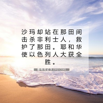 Picture 07 - 撒 母 耳 记 下 23:12 CUVS - 沙 玛 却 站 在 那 田 间 击 杀 非 利 - Bible Verse Picture