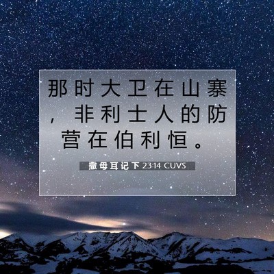 Picture 07 - 撒 母 耳 记 下 23:14 CUVS - 那 时 大 卫 在 山 寨 ， 非 利 士 人 - Bible Verse Picture
