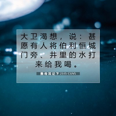Picture 07 - 撒 母 耳 记 下 23:15 CUVS - 大 卫 渴 想 ， 说 ： 甚 愿 有 人 将 - Bible Verse Picture