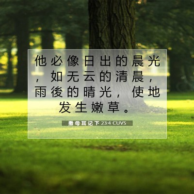 Picture 07 - 撒 母 耳 记 下 23:4 CUVS - 他 必 像 日 出 的 晨 光 ， 如 无 云 - Bible Verse Picture