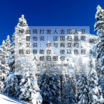 Picture 07 - 撒 母 耳 记 下 3:12 CUVS - 押 尼 珥 打 发 人 去 见 大 卫 ， 替 - Bible Verse Picture