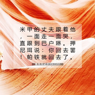 Picture 07 - 撒 母 耳 记 下 3:16 CUVS - 米 甲 的 丈 夫 跟 着 他 ， 一 面 走 - Bible Verse Picture
