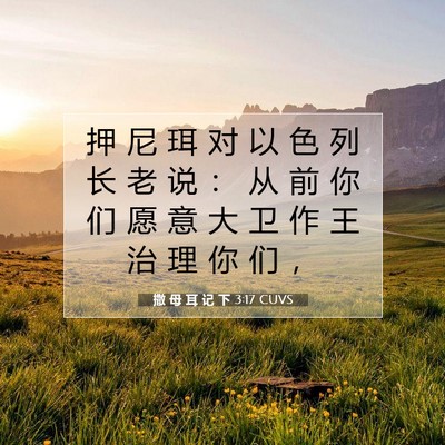 Picture 07 - 撒 母 耳 记 下 3:17 CUVS - 押 尼 珥 对 以 色 列 长 老 说 ： 从 - Bible Verse Picture