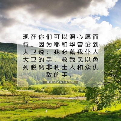 Picture 07 - 撒 母 耳 记 下 3:18 CUVS - 现 在 你 们 可 以 照 心 愿 而 行 。 - Bible Verse Picture