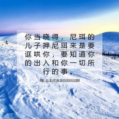 Picture 07 - 撒 母 耳 记 下 3:25 CUVS - 你 当 晓 得 ， 尼 珥 的 儿 子 押 尼 - Bible Verse Picture