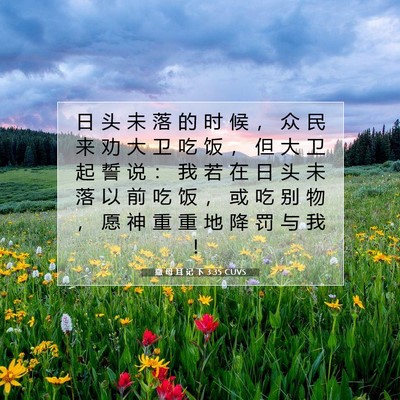 Picture 07 - 撒 母 耳 记 下 3:35 CUVS - 日 头 未 落 的 时 候 ， 众 民 来 劝 - Bible Verse Picture
