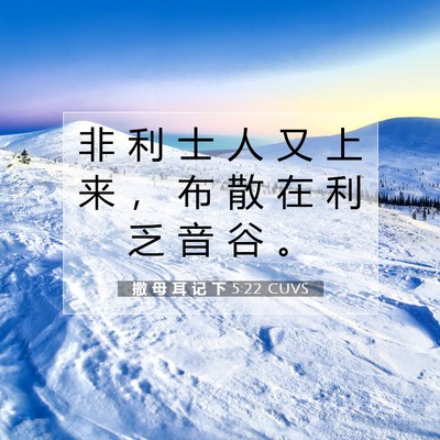 Picture 07 - 撒 母 耳 记 下 5:22 CUVS - 非 利 士 人 又 上 来 ， 布 散 在 利 - Bible Verse Picture