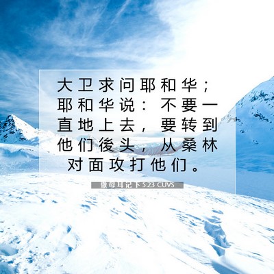 Picture 07 - 撒 母 耳 记 下 5:23 CUVS - 大 卫 求 问 耶 和 华 ； 耶 和 华 说 - Bible Verse Picture