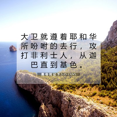 Picture 07 - 撒 母 耳 记 下 5:25 CUVS - 大 卫 就 遵 着 耶 和 华 所 吩 咐 的 - Bible Verse Picture