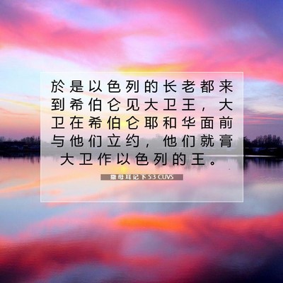 Picture 07 - 撒 母 耳 记 下 5:3 CUVS - 於 是 以 色 列 的 长 老 都 来 到 希 - Bible Verse Picture