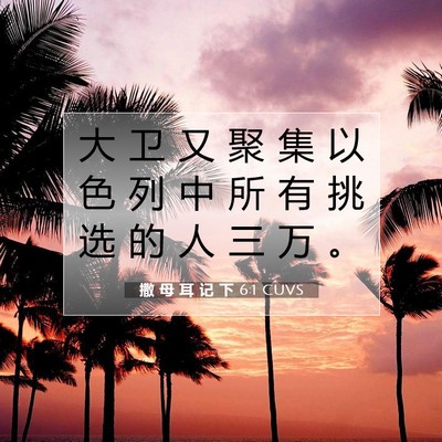 Picture 07 - 撒 母 耳 记 下 6:1 CUVS - 大 卫 又 聚 集 以 色 列 中 所 有 挑 - Bible Verse Picture