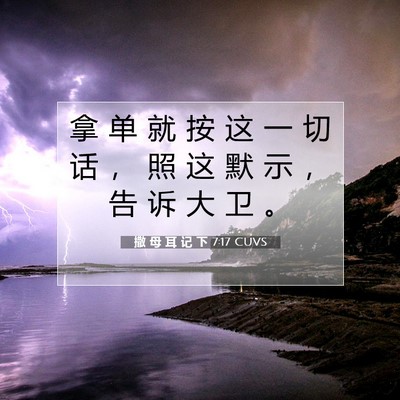 Picture 07 - 撒 母 耳 记 下 7:17 CUVS - 拿 单 就 按 这 一 切 话 ， 照 这 默 - Bible Verse Picture
