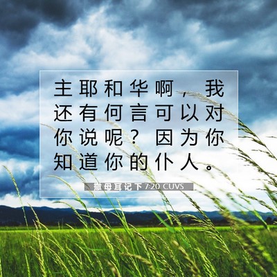 Picture 07 - 撒 母 耳 记 下 7:20 CUVS - 主 耶 和 华 啊 ， 我 还 有 何 言 可 - Bible Verse Picture