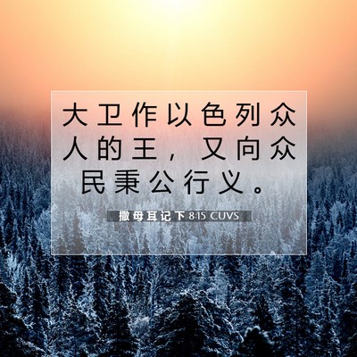 Picture 07 - 撒 母 耳 记 下 8:15 CUVS - 大 卫 作 以 色 列 众 人 的 王 ， 又 - Bible Verse Picture