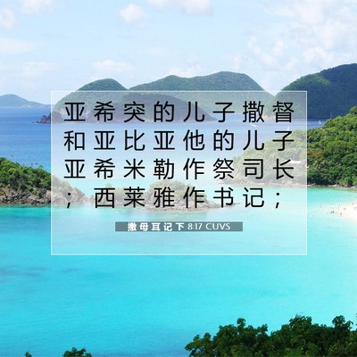 Picture 07 - 撒 母 耳 记 下 8:17 CUVS - 亚 希 突 的 儿 子 撒 督 和 亚 比 亚 - Bible Verse Picture