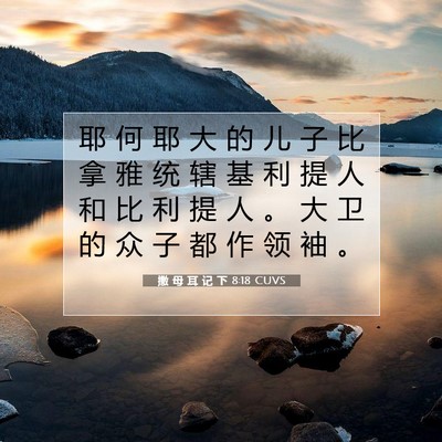 Picture 07 - 撒 母 耳 记 下 8:18 CUVS - 耶 何 耶 大 的 儿 子 比 拿 雅 统 辖 - Bible Verse Picture