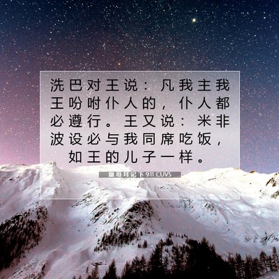 Picture 07 - 撒 母 耳 记 下 9:11 CUVS - 洗 巴 对 王 说 ： 凡 我 主 我 王 吩 - Bible Verse Picture