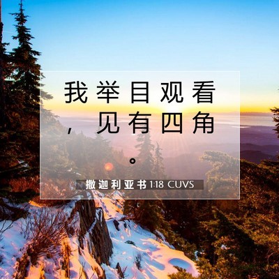 Picture 07 - 撒 迦 利 亚 书 1:18 CUVS - 我 举 目 观 看 ， 见 有 四 角 - Bible Verse Picture