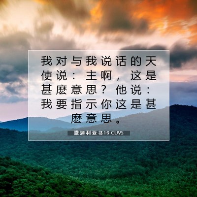 Picture 07 - 撒 迦 利 亚 书 1:9 CUVS - 我 对 与 我 说 话 的 天 使 说 ： 主 - Bible Verse Picture