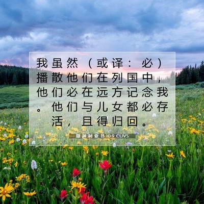 Picture 07 - 撒 迦 利 亚 书 10:9 CUVS - 我 虽 然 （ 或 译 ： 必 ） 播 散 他 - Bible Verse Picture