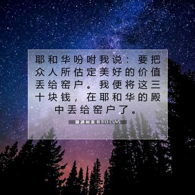 Picture 07 - 撒 迦 利 亚 书 11:13 CUVS - 耶 和 华 吩 咐 我 说 ： 要 把 众 人 - Bible Verse Picture