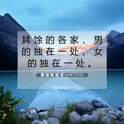 Picture 07 - 撒 迦 利 亚 书 12:14 CUVS - 其 馀 的 各 家 ， 男 的 独 在 一 处 - Bible Verse Picture