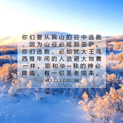 Picture 07 - 撒 迦 利 亚 书 14:5 CUVS - 你 们 要 从 我 山 的 谷 中 逃 跑 ， - Bible Verse Picture