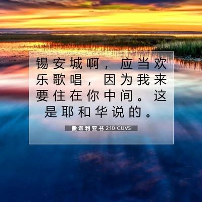 Picture 07 - 撒 迦 利 亚 书 2:10 CUVS - 锡 安 城 啊 ， 应 当 欢 乐 歌 唱 ， - Bible Verse Picture