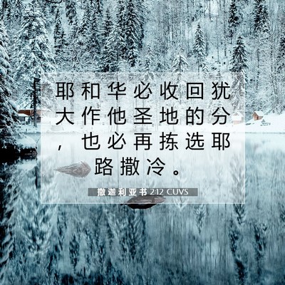 Picture 07 - 撒 迦 利 亚 书 2:12 CUVS - 耶 和 华 必 收 回 犹 大 作 他 圣 地 - Bible Verse Picture