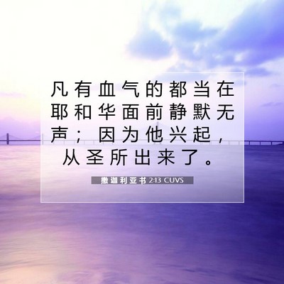 Picture 07 - 撒 迦 利 亚 书 2:13 CUVS - 凡 有 血 气 的 都 当 在 耶 和 华 面 - Bible Verse Picture