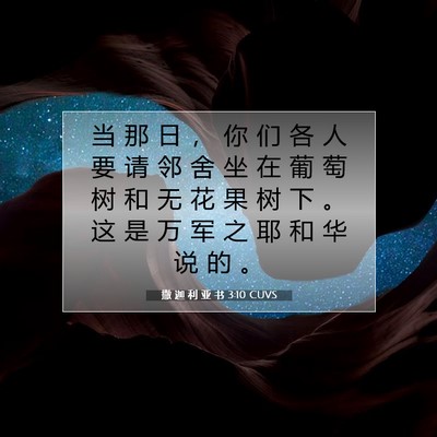 Picture 07 - 撒 迦 利 亚 书 3:10 CUVS - 当 那 日 ， 你 们 各 人 要 请 邻 舍 - Bible Verse Picture