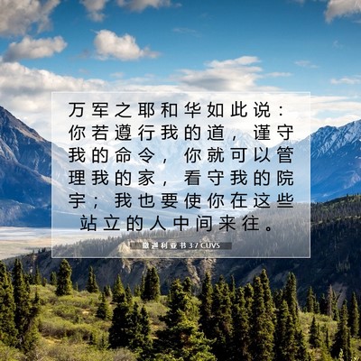 Picture 07 - 撒 迦 利 亚 书 3:7 CUVS - 万 军 之 耶 和 华 如 此 说 ： 你 若 - Bible Verse Picture