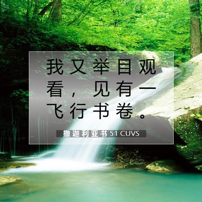 Picture 07 - 撒 迦 利 亚 书 5:1 CUVS - 我 又 举 目 观 看 ， 见 有 一 飞 行 - Bible Verse Picture