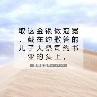 Picture 07 - 撒 迦 利 亚 书 6:11 CUVS - 取 这 金 银 做 冠 冕 ， 戴 在 约 撒 - Bible Verse Picture