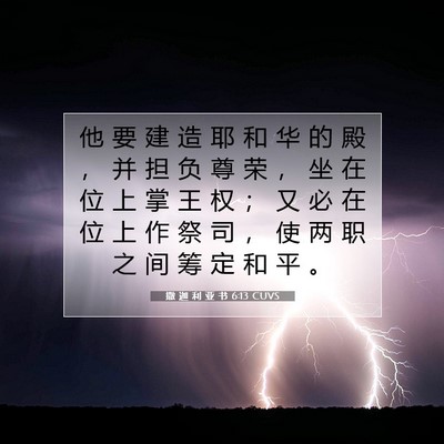 Picture 07 - 撒 迦 利 亚 书 6:13 CUVS - 他 要 建 造 耶 和 华 的 殿 ， 并 担 - Bible Verse Picture