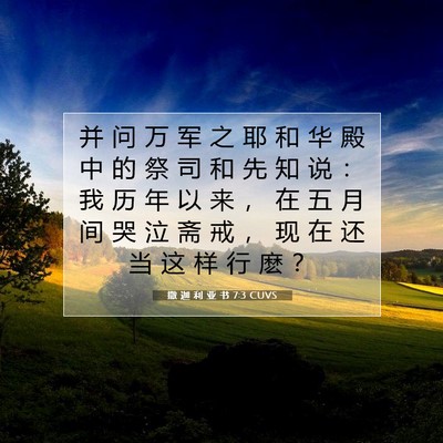 Picture 07 - 撒 迦 利 亚 书 7:3 CUVS - 并 问 万 军 之 耶 和 华 殿 中 的 祭 - Bible Verse Picture