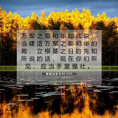 Picture 07 - 撒 迦 利 亚 书 8:9 CUVS - 万 军 之 耶 和 华 如 此 说 ： 当 建 - Bible Verse Picture