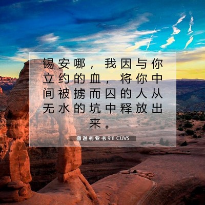 Picture 07 - 撒 迦 利 亚 书 9:11 CUVS - 锡 安 哪 ， 我 因 与 你 立 约 的 血 - Bible Verse Picture